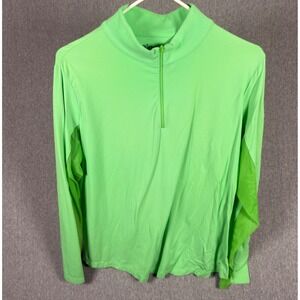 IBKÜL Womens XL Golf 1/4 Zip Pullover Shirt Lime Green Sun Mesh Panels Tennis